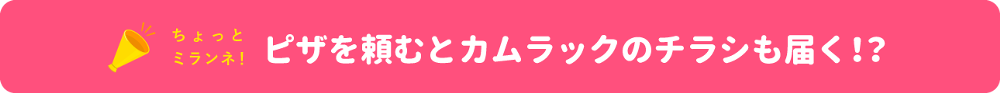 ちょっとミランネ　ピザを頼むとカムラックのチラシも届く！？